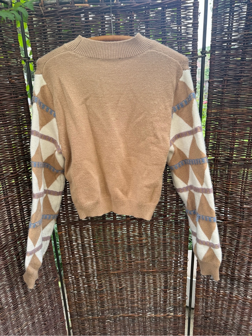 Lulus - Meet and Greet Tan Multi Color Sweater Top - Size Large - Picture 9 of 10